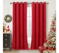 YoungsTex Red Velvet Curtains 102 Inches Long 2 Panels for Living Room, Grommet Thermal Insulated Blackout Drapes Privacy Christmas Decor for Bedroom, 52 X 102 Inch
