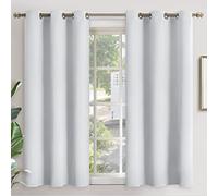 YoungsTex Room Darkening Curtains 45 Inch Length for Short Bedroom - Thermal Insulated with Grommet Blackout Window Drapes for Basement Kitchen, 2 Panels, 42 x 45 Inch, Greyish White