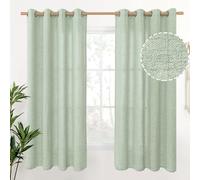 YoungsTex Sage Green Curtains 63 Inch Length 2 Panels for Living Room - Rustic Linen Drapes with Bronze Grommet Light Filtering for Bedroom Office Spring Decorative Country, 52 X 63 Inch