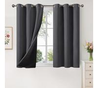 YoungsTex Short 100% Blackout Curtains 40 Inch Length for Windows, Small Thermal Insulated Drapes with Grommet Room Darkening Privacy with Liner for Bedroom, Dark Grey, 2 Panels, 42 X 40 Inch