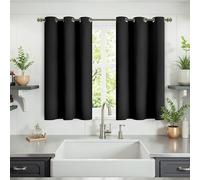 YoungsTex Short Blackout Curtains 40 Inch Length - Black Kitchen Window Drapes with Grommet Privacy for Bathroom Bedroom Room Darkening, 2 Panels, 42 x 40 Inch