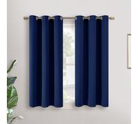 YoungsTex Short Blackout Curtains 45 Inch Length for Rv Camper Basement - Thermal Insulated with Grommet Small Half Window Drapes for Kitchen Bathroom, 2 Panels, 34 x 45 Inch, Navy Blue