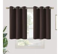 YoungsTex Short Brown Blackout Curtains 36 Inch Length for Kitchen Window - Thermal Insulated with Grommet Room Darkening Drapes for Bathroom Cafe Bedroom, 2 Panels, 42 x 36 Inch