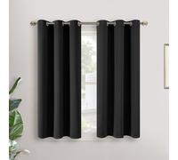YoungsTex Short Length Blackout Curtains for Bedroom Kitchen 34 x 45 Inch - Black Window Drapes with Grommet Thermal Insulated for Cafe Bathroom, 2 Panels