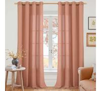 YoungsTex Terracotta Linen Curtains 102 Inch Length for Living Room, Light Filtering Semi Sheer Window Drapes Extra Long with Bronze Grommet Privacy for Bedroom Farmhouse, 52 x 102 Inch, 2 Panels