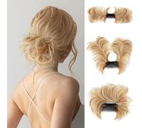 youngways Messy Bun Hair Piece Side Comb Clip in Hair Bun Hairpiece for Women Short Natural Straight Versatile Adjustable Styles Easy Hair Pieces (Golden Blonde / Beach Blonde - S)