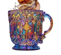 Youngwier Colourful Glass Mug, Religious Coffee Cup - 400 ml Glass for Whisky, Wine, Tea, Juice, Drinks, Dinner, Kitchen, Picnic, Pool, Camping and Outdoor Activities at Home and on the Go