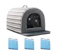 Youngwier Cooling Cat House for Outdoors, Animal House for Outdoor Use with Cooling Compartment - Insulated Non-Slip Cosy Tent Waterproof for Home and Garden Pet Accommodation