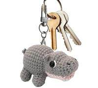 Youngwier Hippo Animal - Crochet Children's Bag Keyring, Handmade Filled Pendant for Keychain and Bag Decoration - For Car Handbag Backpack Men Women Children, Small Moo Deng with Keychain, Siehe
