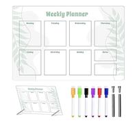 Youngwier Weekly Planner Board for Wall | 12 * 8in Acrylic Portable Whiteboard with Easel - Weekly Desktop Whiteboard, Calendar Planning Noteboard for Planning,