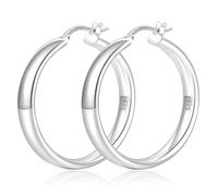 YOUNGYUE 5mm 925 Sterling Silver Hoop Earrings Hypoallergenic Sterling Silver Hoops Earring for Women Lightweight Large Silver Hoop Earring for Women 20/30/40/50/60/70mm