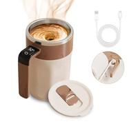 YOUNICE Self Stirring Coffee Mug 400ML Large Capacity with LCD Temperature Display for Coffee Milk Tea Hot Chocolate (Brown, 400ML)