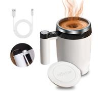 YOUNICE Self-Stirring Coffee Mug 400ML Magnetic Stirring Cup Rechargeable Automatic Mixing Cup with LCD Temperature Display, Electric Stirring Mug for Coffee Milk Tea Hot Chocolate (White, 380ML)