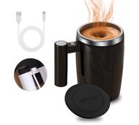 YOUNICE Self-Stirring Coffee Mug Rechargeable 380ML Magnetic Stirring Cup with LCD Temperature Display for Coffee Milk Tea Hot Chocolate (Black, 380ML)