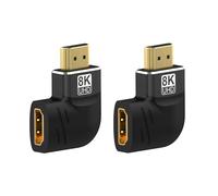 YOUNIEYO 2 Pack Right Angle HDMI Adapter 8K 90 Degree Flat HDMI Male to Female Adapter 2.1 Gold Plated Support 8K@60Hz 4K@120Hz for TV Laptop Monitor DVR Player