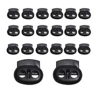 YOUNIEYO 20pcs Black Plastic Cord Locks End Spring Toggle Stopper Double Hole Spring Cord Lock for Drawstrings Shoelace Backpacks Paracord Crafting Camping