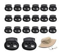 YOUNIEYO 20Pcs Toggles for Drawstrings, Double 5mm Holes Loaded Plastic Round Cord Ends Stopper Fastener Oval Toggle Locks for Shoelaces Drawstrings Paracord Clothing Bags Sweatpants Hats