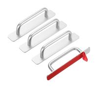 YOUNIEYO 4 Pack Self Adhesive Silver Sliding Door Handles Aluminium Push Pull Handle for Kitchen Cupboard Wardrobe Bathroom Internal Doors No Drilling 148 x 25 mm