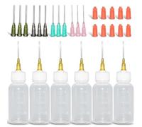 YOUNIEYO 6Pcs 30 ml Needle Bottle Applicator - Precision Needle Tip Glue Bottle with 18 Dispensing Fine Needles and 10 Caps for DIY Craft Refilling Glue
