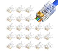 YOUNIEYO RJ45 Pass Through Connectors 25 Pack Cat6 Connector Gold Plated Transparent