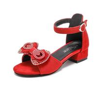 YOUNIFIZ Girls Dress Shoes Toddler Kids Heels Sandals Ankle Strap Wedding Party Cute Bowtie Girl Shoes (Red,UK Size Toddler 10)