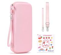 Younik Switch 2 Case Compatible with NS Switch 2 (2025), Carrying Case with 19 Game Card Slots, Switch 2 Accessories Includes Shoulder Strap, Wrist Strap & Stickers（Pink）