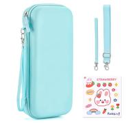 Younik Switch Case Compatible with NS Switch 2 (2025), Carrying Case with 19 Game Card Slots, Switch 2 Accessories Includes Shoulder Strap, Wrist Strap & Stickers（Blue）