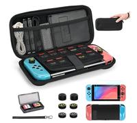 Younik Switch Case for Switch 2017, Portable Switch Carrying Case, 14 in 1 Accessories Kit with Switch Case, Cover, Screen Protector, Thumb Grip Cap, Game Card Case and Strap (Black, Y Pattern)