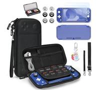 Younik Switch Lite Case, Portable Switch Lite Carrying Case, 14 in 1 Accessories Bundle with Carrying Case, Protective Cover, Game Card Case, Screen Protectors, Thumb Grips, Pendant and Straps (Black)