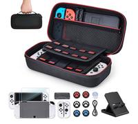 Younik Switch OLED Accessories Bundle, 16 in 1 Accessories Kit Includes Switch OLED Carrying Case, Protective Case Cover for Console & J-Con, Screen Protector, Adjustable Stand, Switch Game Case