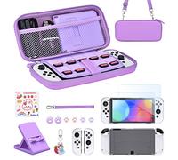 Younik Switch OLED Accessories Bundle, 17 in 1 Switch OLED Accessories Kit Include Switch Carrying Case with 9 Game Card Slots, Adjustable Stand, Protective Case for Switch Console & J-Con