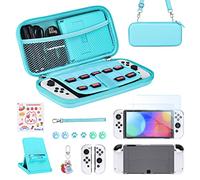 Younik Switch OLED Accessories Bundle, 17 in 1 Switch OLED Accessories Kit Include Switch Carrying Case with 9 Game Card Slots, Adjustable Stand, Protective Case for Switch Console & J-Con(Blue)