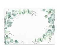younikat 100 Table Mats with Eucalyptus Linen Motif, DIN A3 Square, Paper Place Mats, Modern Design, Disposable Place Mats, Green, Catering and Household, dv1438