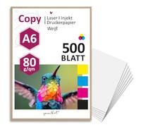 younikat 500 Sheets DIN A6 Paper White 80 g/m² I Blank Copy Paper Printer Paper Universal Paper I Suitable for All Standard Laser and Inkjet Printers I Print Crafts Sketching I dv1310