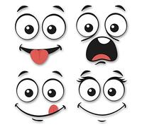 younikat Wheelie Bin Sticker Set - Funny Faces, 4 x 21 x 24.4 cm, Plastic, Glossy, Outdoor, All Seasons