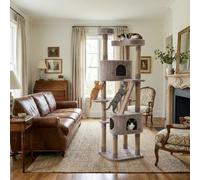 YOUNIKE 71.5" Multi-Level Cat Tree & Condo with Sisal Scratching Posts, Perch, Platforms and Dual Cat Houses, Indoor Scratching Post Tower for Modern Kitty Furniture, Brown