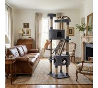 YOUNIKE 71.5" Multi-Level Cat Tree & Condo with Sisal Scratching Posts, Perch, Platforms and Dual Cat Houses, Indoor Scratching Post Tower for Modern Kitty Furniture, Gray