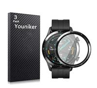 Youniker 3 Pack for Huawei Watch GT2 46mm Screen Protector Film for Huawei Watch GT 2 46mm Smartwatch Screen Protectors Foils 3D Full Coverage Screen Cover Crystal Clear HD Anti-Scratch Bubble Free