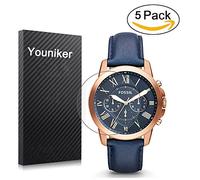 Youniker 5 Pack Fossil FS4835 Screen Protector, Fossil Screen Protector Foils for Fossil Men's FS4835 Grant Chronograph Watch Crystal Clear HD, Anti-Scratch, Anti-Fingerprint,Bubble Free Film