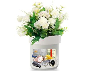 Younion Flower Pot Diversion Safe with Key Lock, Secret Hidden Safe Lock Box, Perfect for Hiding The Valuables Inside Flower Pot’s False Bottom, Plants Not Include, White, YP-02