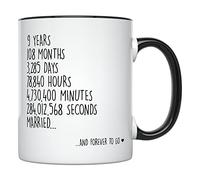 YouNique Designs 9th Anniversary Mug, 11 Ounces, Funny Ninth Anniversary Coffee Mug for Him and Wife (Black Handle)