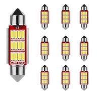 YOUNLEN 10 Pack Festoon LED Car Bulb,LED Dome Reading Xenon White Bulbs Car Interior Light Replacement License Plate Lights Map Lamps No Polarity 12V,500LM,12 SMD 4014 Chipsets (36 MM)