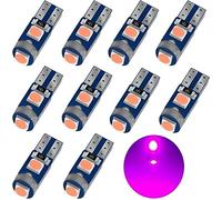 YOUNLEN 10PCS T5 W3W 2721 27 37 286 PC74 LED Bulb 12V 20LM 0.5W 3SMD 3030 Chips Car Interior Lighting Dashboard Car Instrument Lamp Replacement (Rose)