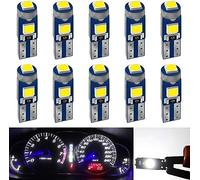 YOUNLEN 10PCS T5 W3W 2721 27 37 286 PC74 LED Bulb 12V 20LM 0.5W 3SMD 3030 Chips Car Interior Lighting Dashboard Car Instrument Lamp Replacement (White)