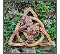 Younoo1 Raven Statue Wooden Ornaments Nordic Pagan Gods Cutting Out Wall Hanging Decor in Nordic Pagan Rune Wood Sculpture Crafts for Home Decoration (Wood)