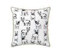 YounPrenG Pillow, Gold Trim Velvet Pillowcases Cushion Covers Throw Pillow for Home Bed Sofa Car, French Bulldog