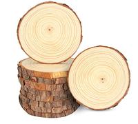 YOUNTHYE 10Pcs Wood Slices for Crafts, 14-16cm Log Slices Natural Wooden Discs Unfinished Wooden Slice Wood Circles for Wedding Decorations Christmas Ornaments