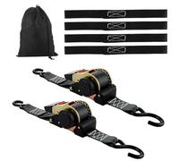 YOUNTHYE 2 Pack Auto Retractable Ratchet Straps, 5cm x 4.5m Ratchet Tie Down Straps Heavy Duty with S Hooks and Padded Handles, 1500kg Break Strength for Motorcycle, Trailer, Cargo, Van
