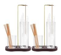 YOUNTHYE 2 Pack Incense Holder, Upside Down Incense Holder for Sticks with Glass Ash Catcher, Wooden Incense Stick Holder for Meditation Yoga Spa Home Relaxation