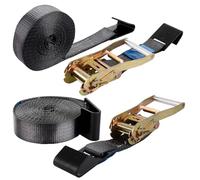 YOUNTHYE 2 Set Ratchet Straps 5CM x 6M/2" x 19.68 FT Heavy Duty Tie Down Straps with Flat Hooks, 10000 LBS Break Strength, 3333 LBS Working Load for Flatbed, Truck, Trailers Pickup(Black)